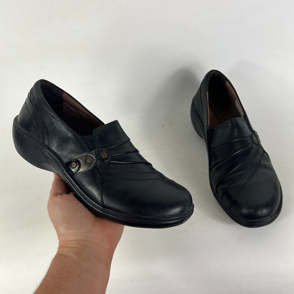 Aravon Duxbury Danielle Comfort Shoes Women's 7.5 Triple Black Leather AAG08BK